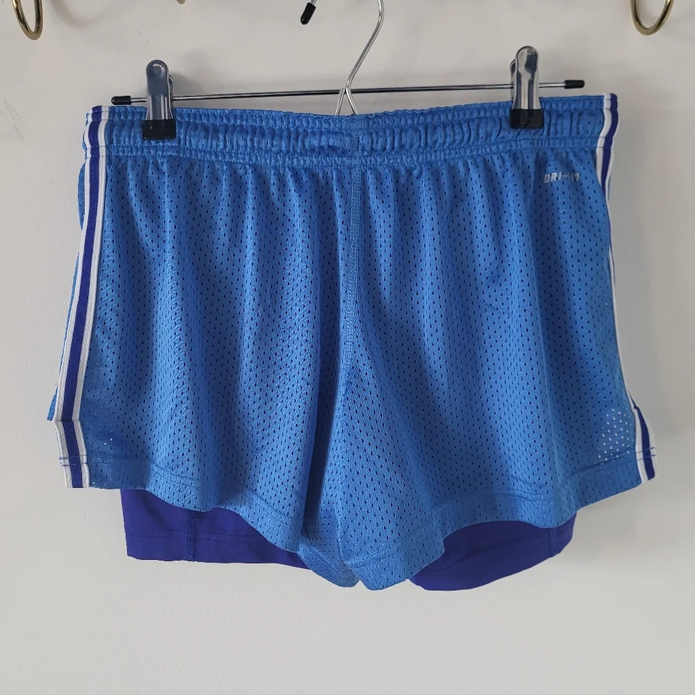 SOLD Nike Women's Pro Combat Dri Fit Running Shorts Lined Mesh Blue Medium - Picture 2 of 6